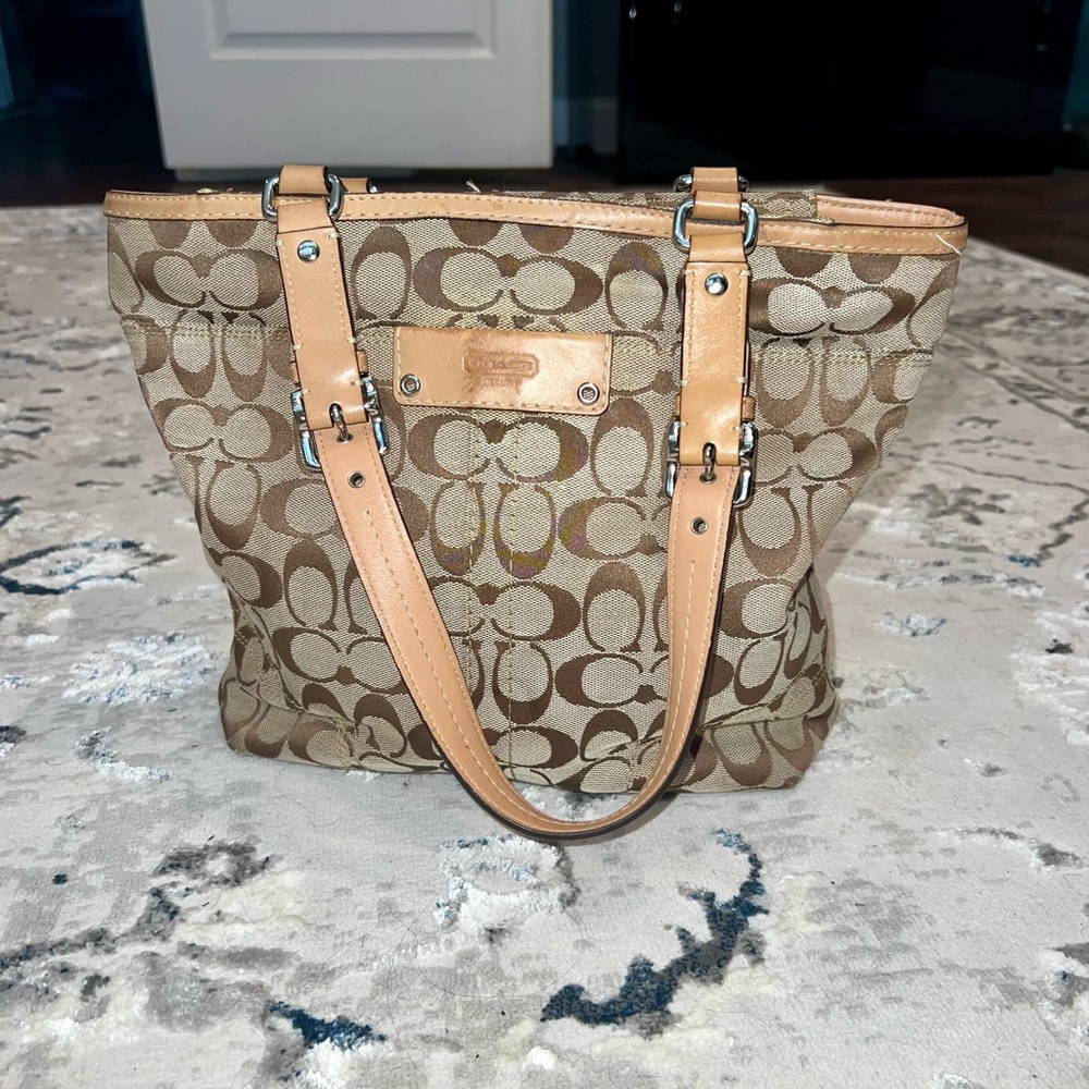 Coach Tan and Brown Signature Tote